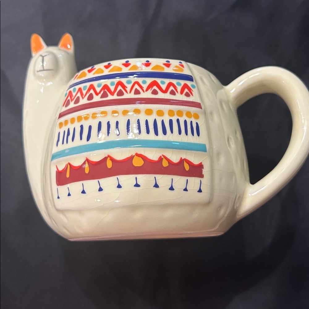 Hand painted ceramic llama mug can also double as a decorative succulent planter